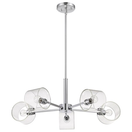Nuvo Marlowe - 28 Inch 5 Light Chandelier - Polished Nickel with Clear Glass 60/8075